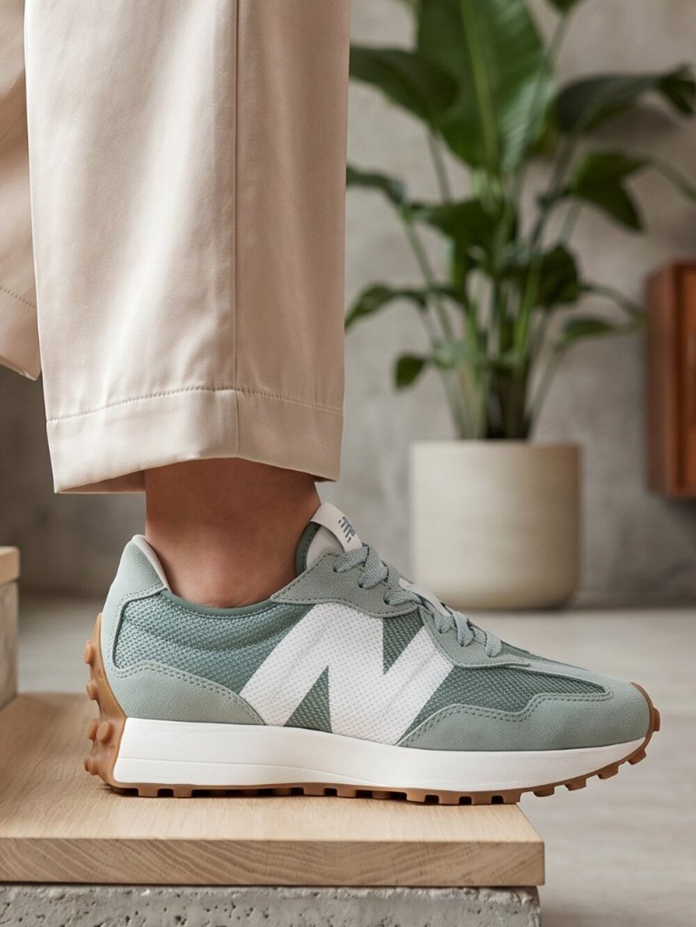NEW BALANCE 327 Unisex RARE Casual Sneakers Shoes Green with White various sizes - Picture 4 of 14